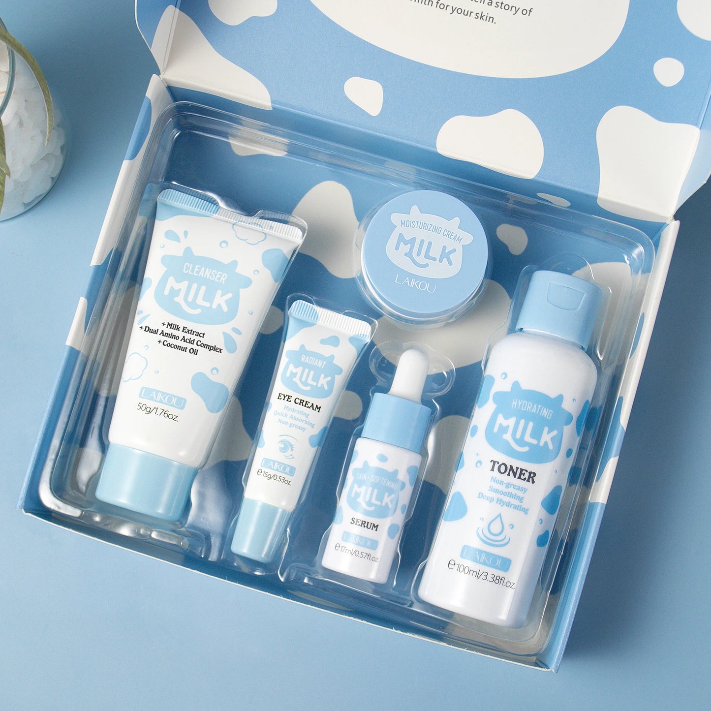 LAIKOU Milk Glow Skincare Set Hydrating Brightening Anti Age