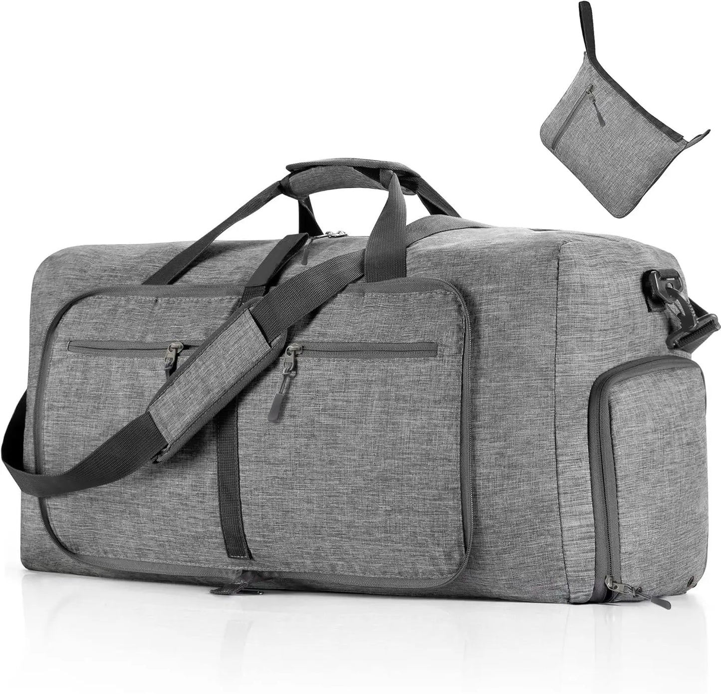 Foldable Travel Duffle Bag With Shoe Compartment Water Resistant