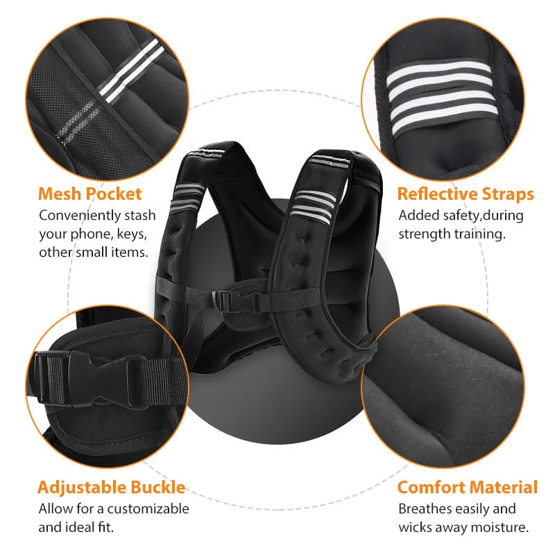 12lb Reflective Weight Vest For Workout And Running