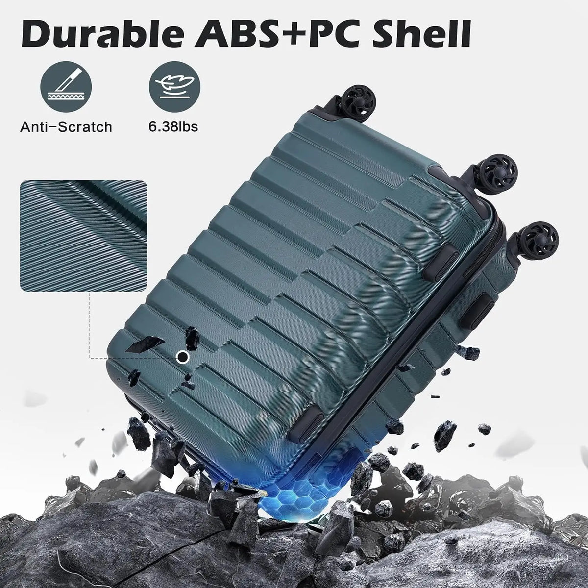 Coolife Lightweight Luggage Set With Built In TSA Lock