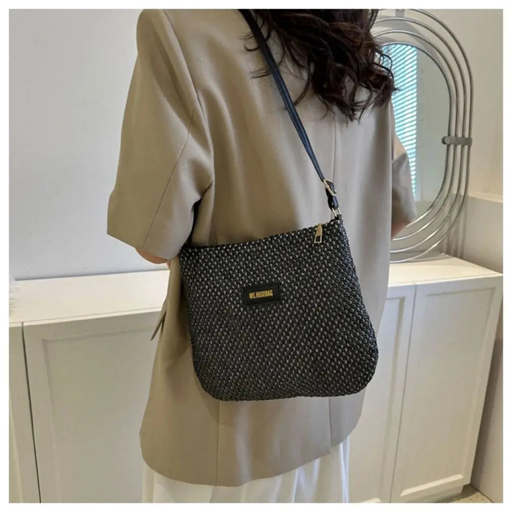 Ladies Straw Crossbody Bag For Women Summer Woven Shoulder Handbag
