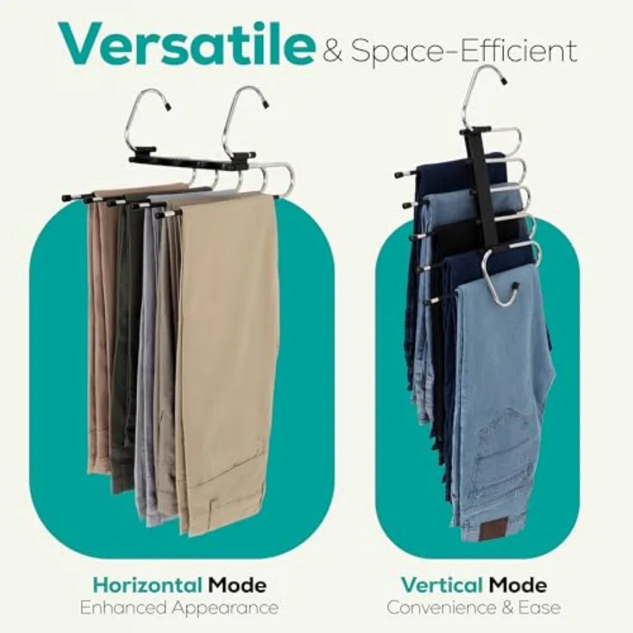 Space-Saving Foldable Pants Hangers With Clips 2-Pack