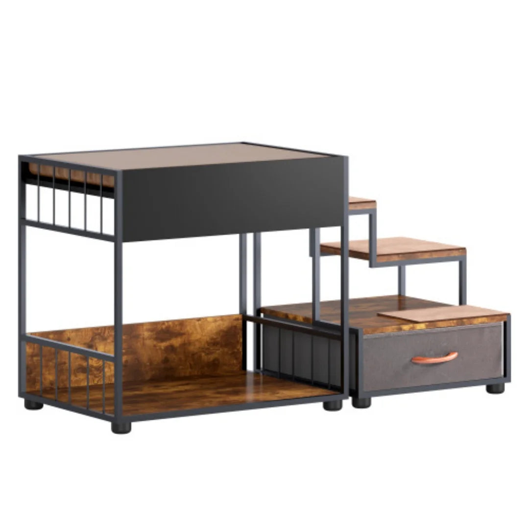 Dog Bunk Bed With Steps And Storage Drawer For Pets