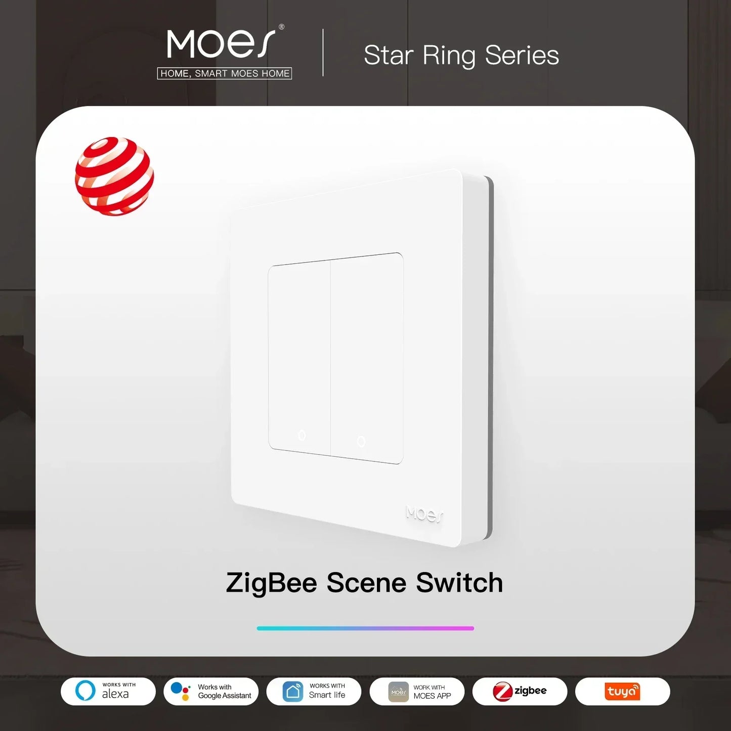 MOES ZigBee Smart Light Switch No Neutral Works With Alexa