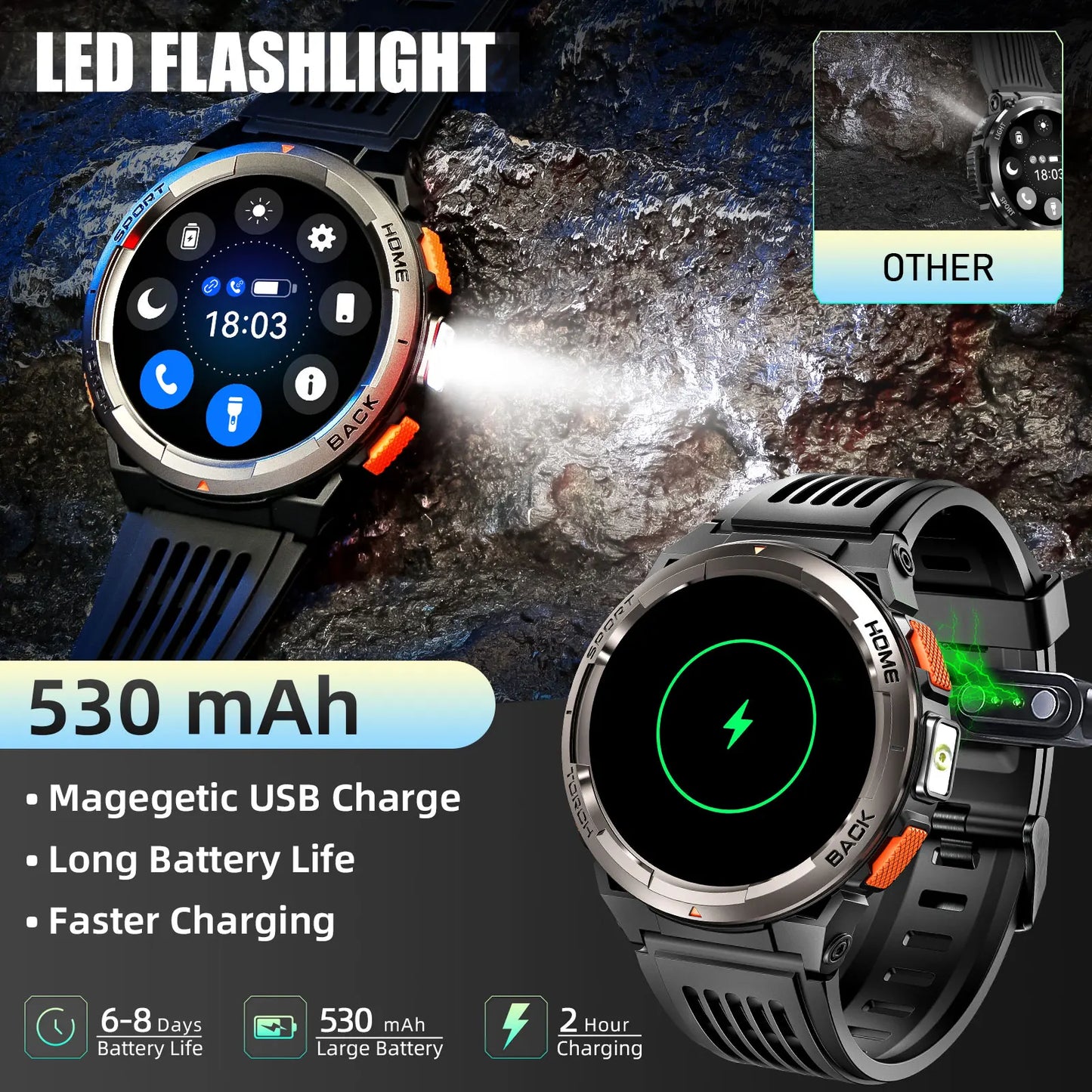 EIGIIS KE5 Smart Watch 3ATM Waterproof With Compass