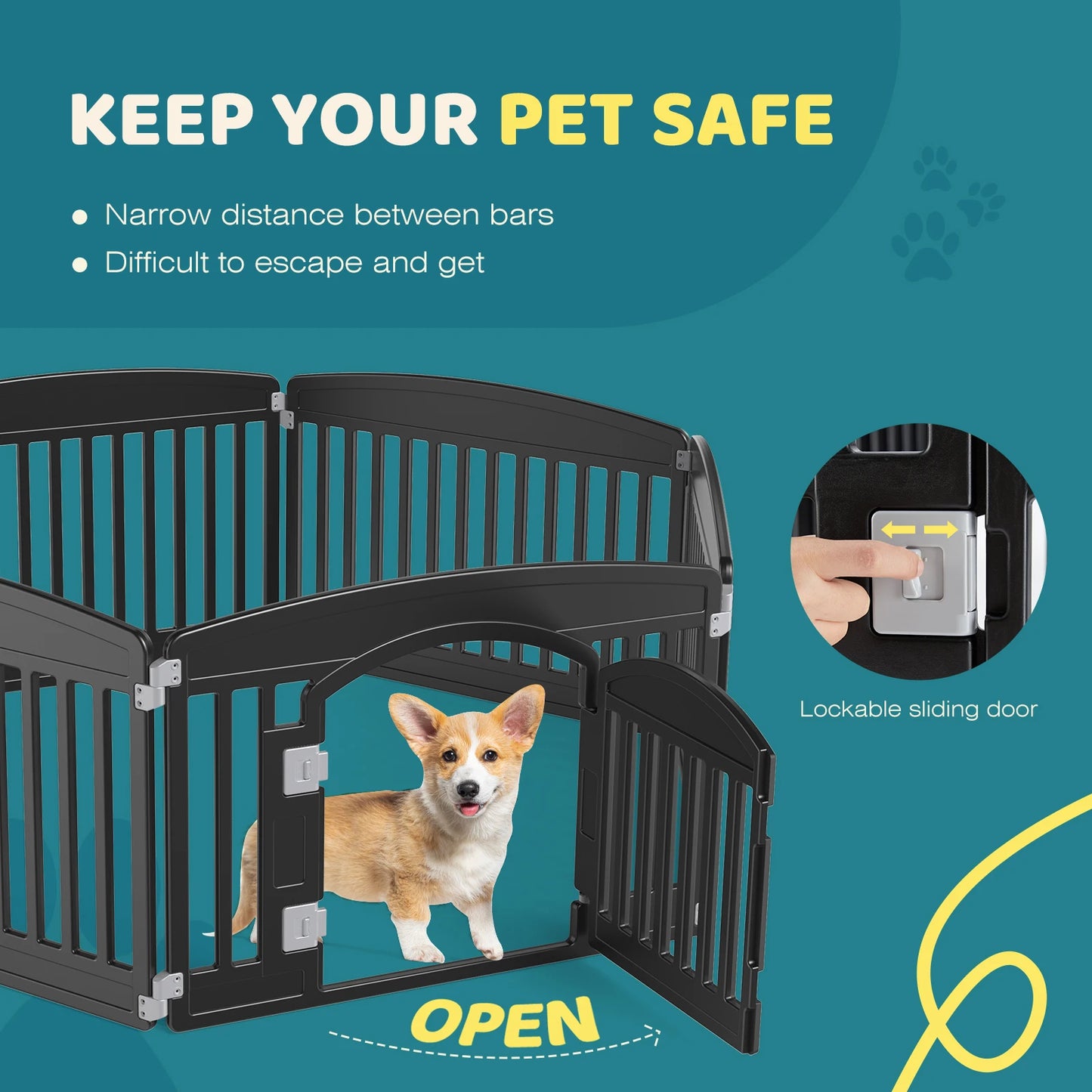 JHK Plastic Dog Playpen Six Panel Fence For Medium Dogs