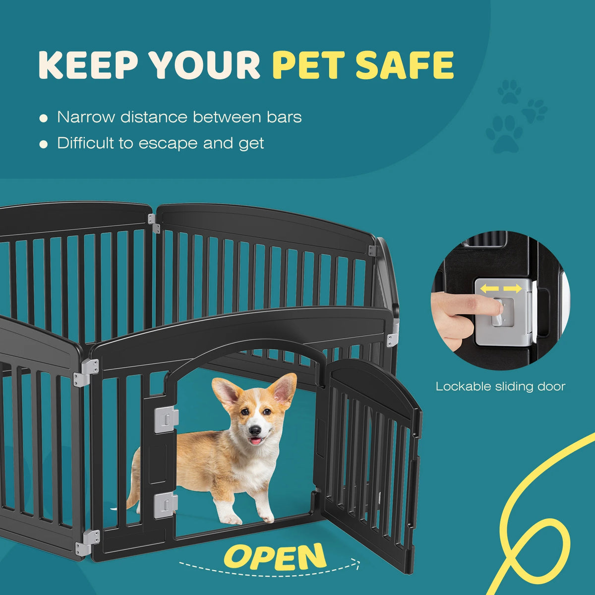 JHK Premium Plastic Dog Playpen Expandable Portable Pet Fence
