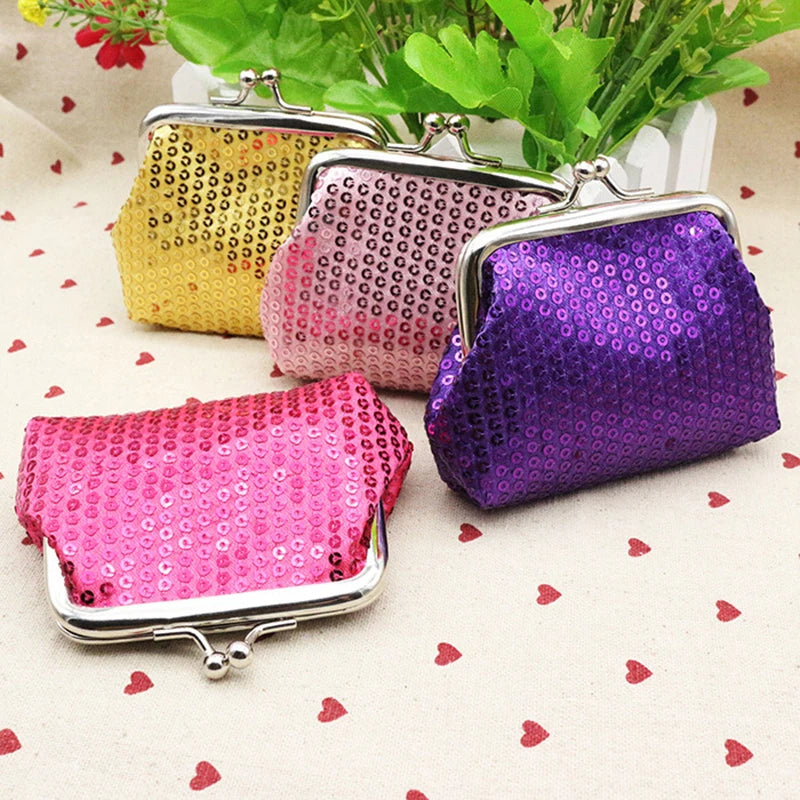 Sequins Coin Purse Kiss Lock Bag For Lipstick And Keys