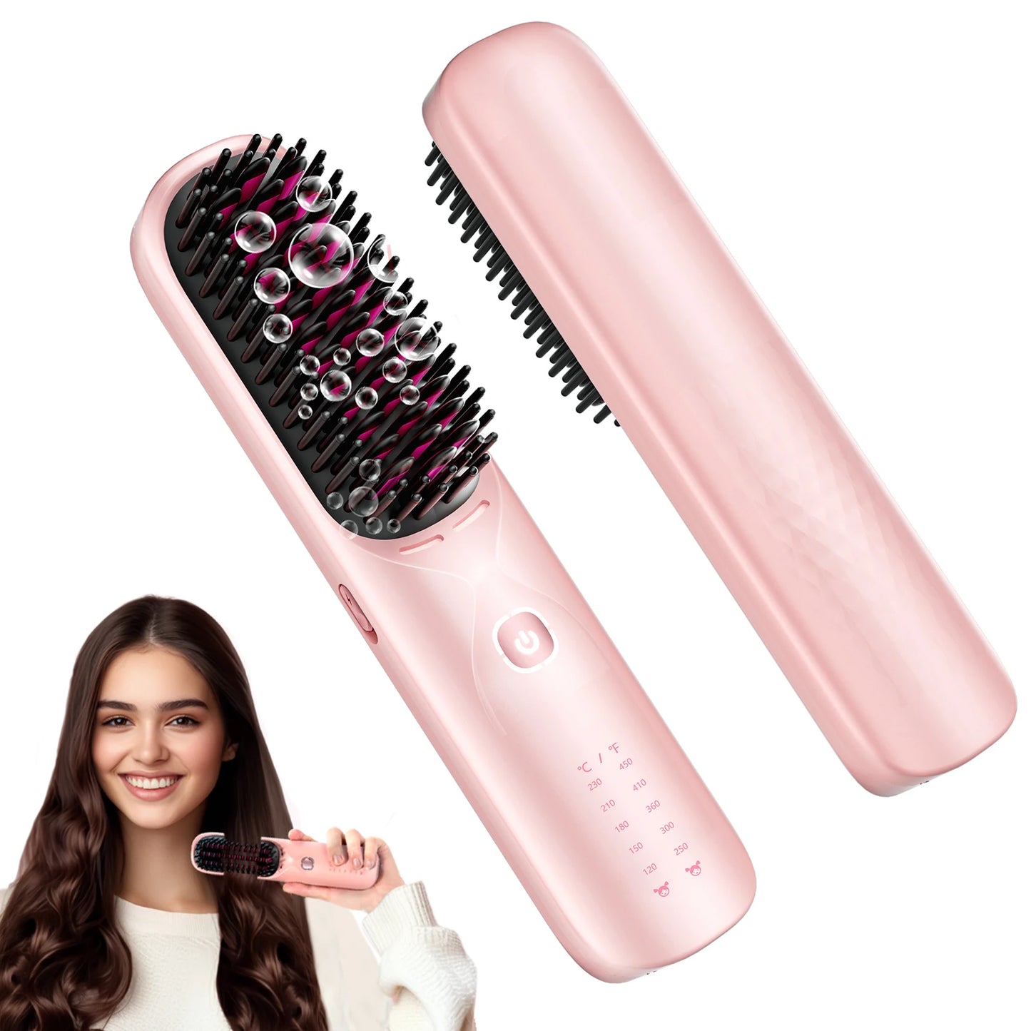 BOPCAL 2 In 1 Hair Straightener Brush Cordless Curling Comb