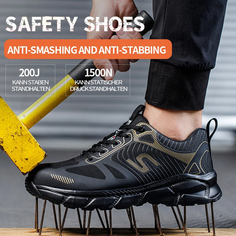 Industrial Safety Shoes Breathable Knit Non Slip And Shock Absorption