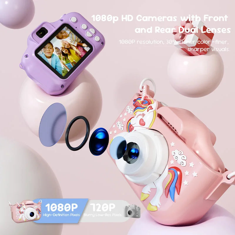 Kids Camera 1080P HD Toy Video Camera With Silicone Case Gift