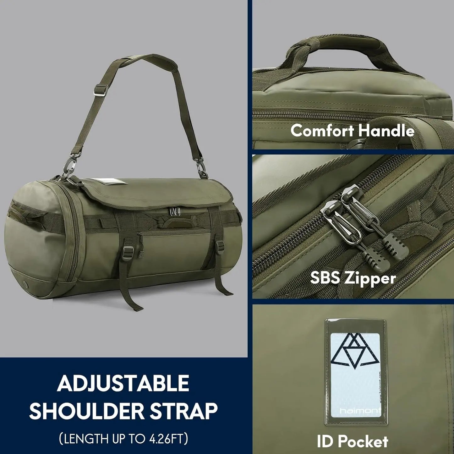 Convertible Duffel Backpack With Shoe Compartment Heavy Duty Water Resistant