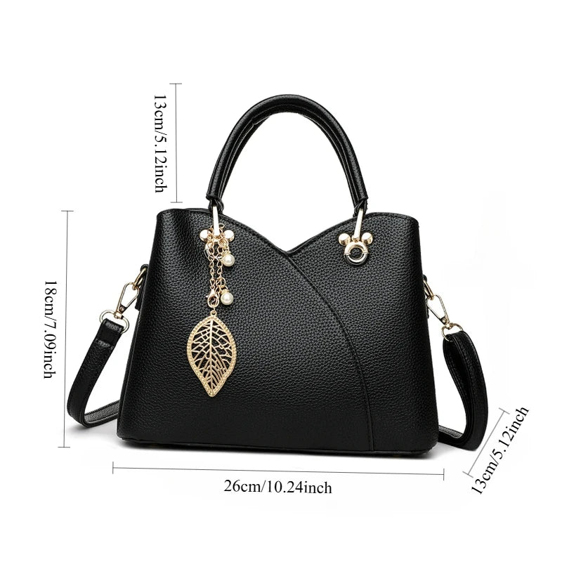 Lychee Pattern PU Leather Handbag For Daily Use And Outings