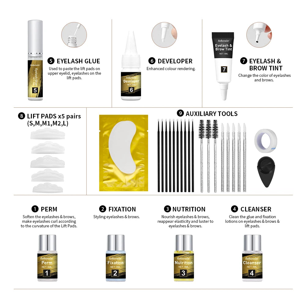 Lakerain Lash And Brow Lift Tint Kit Waterproof Long Lasting