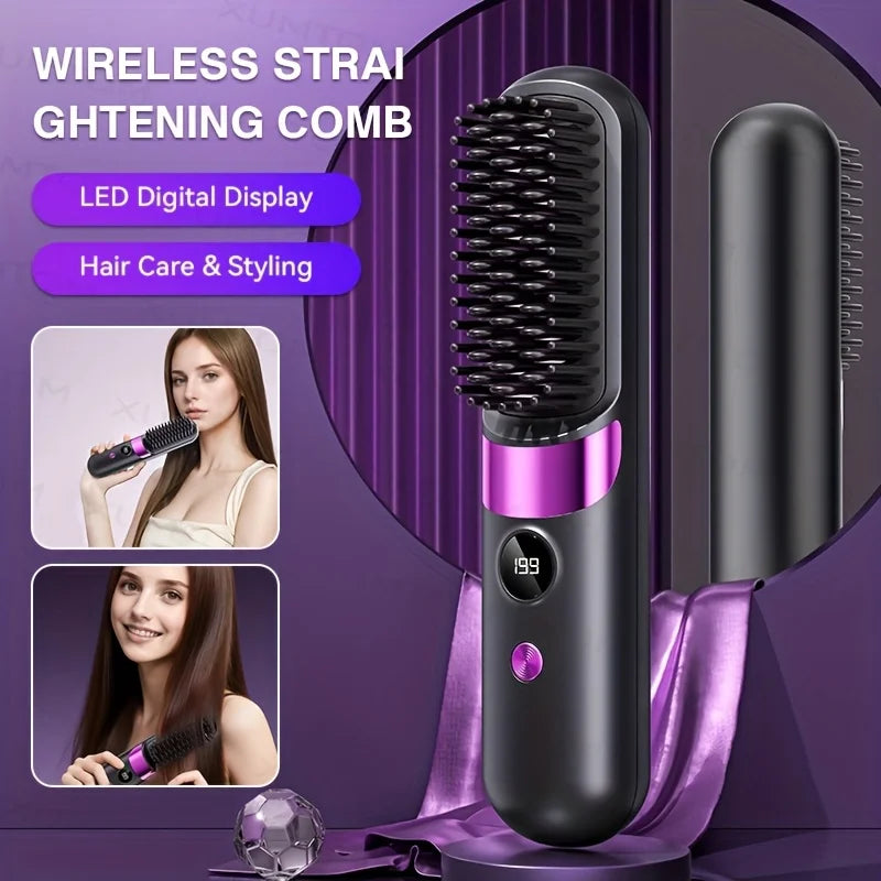 Multifunction Straightening Comb And Curling Iron With LED Display