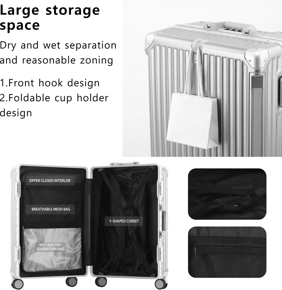BunnyFly PC Spinner Carry On Suitcase With TSA Lock