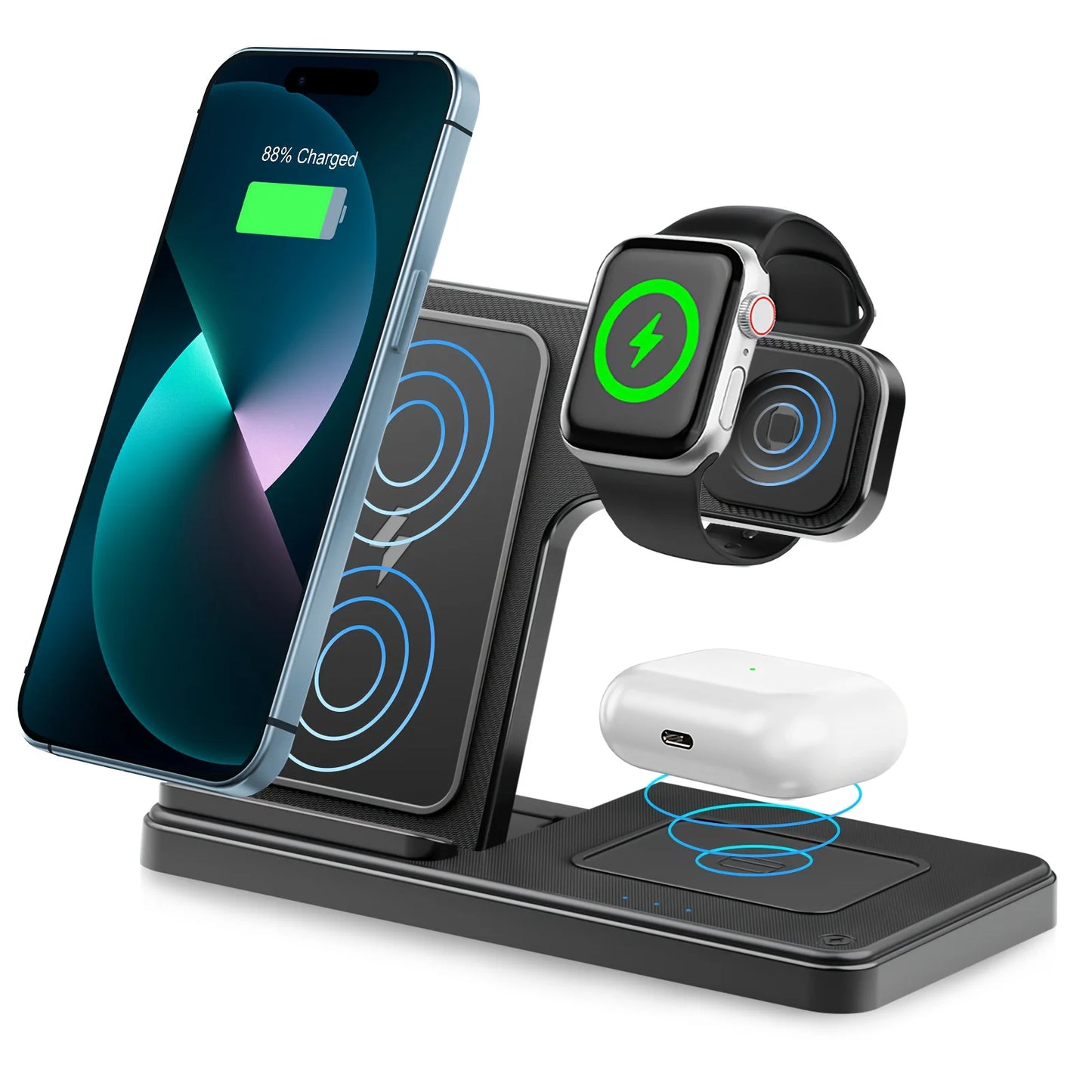 3-In-1 Magnetic Wireless Charger Stand 15W For iPhone Apple Watch AirPods