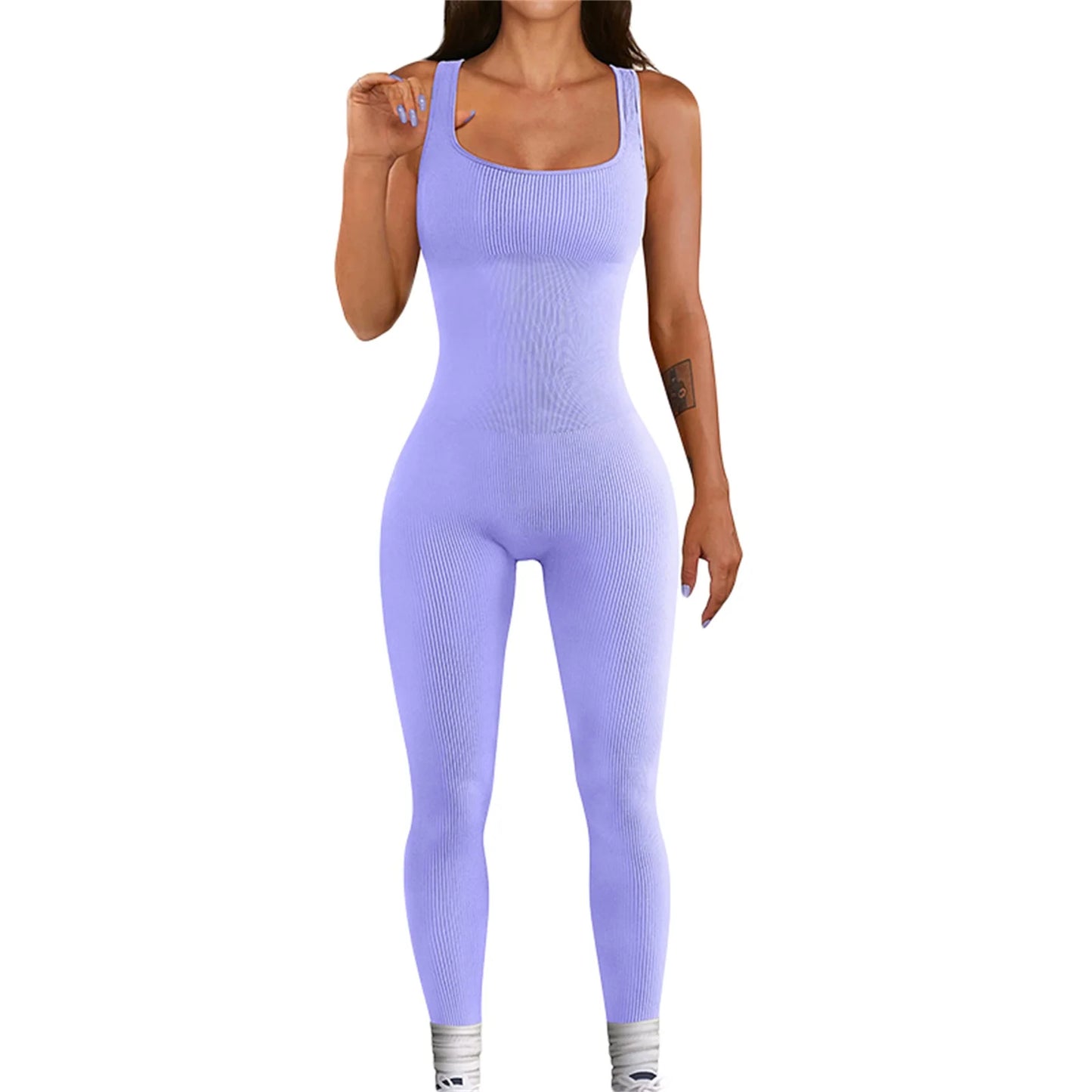 Hirigin Women Sleeveless Bodycon Jumpsuit U Neck Romper Streetwear Clubwear