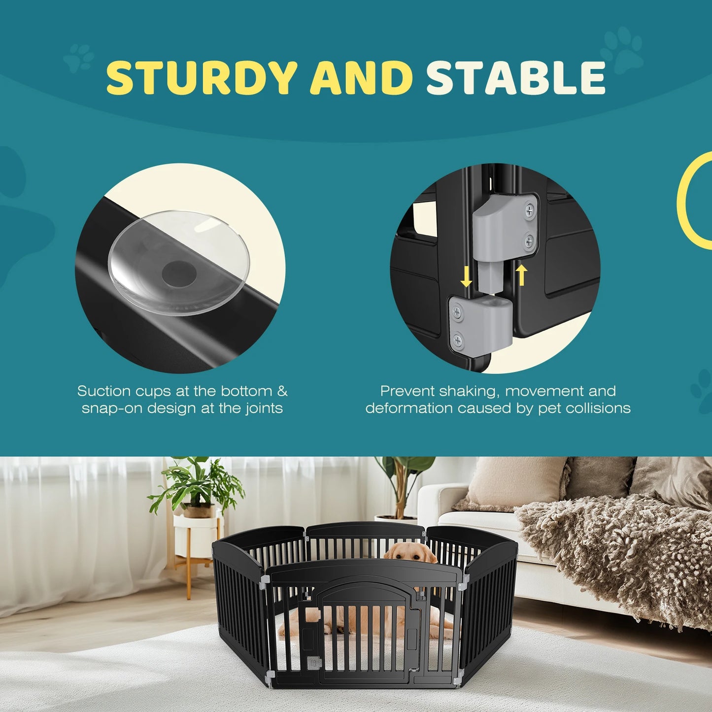JHK Plastic Dog Playpen Six Panel Fence For Medium Dogs