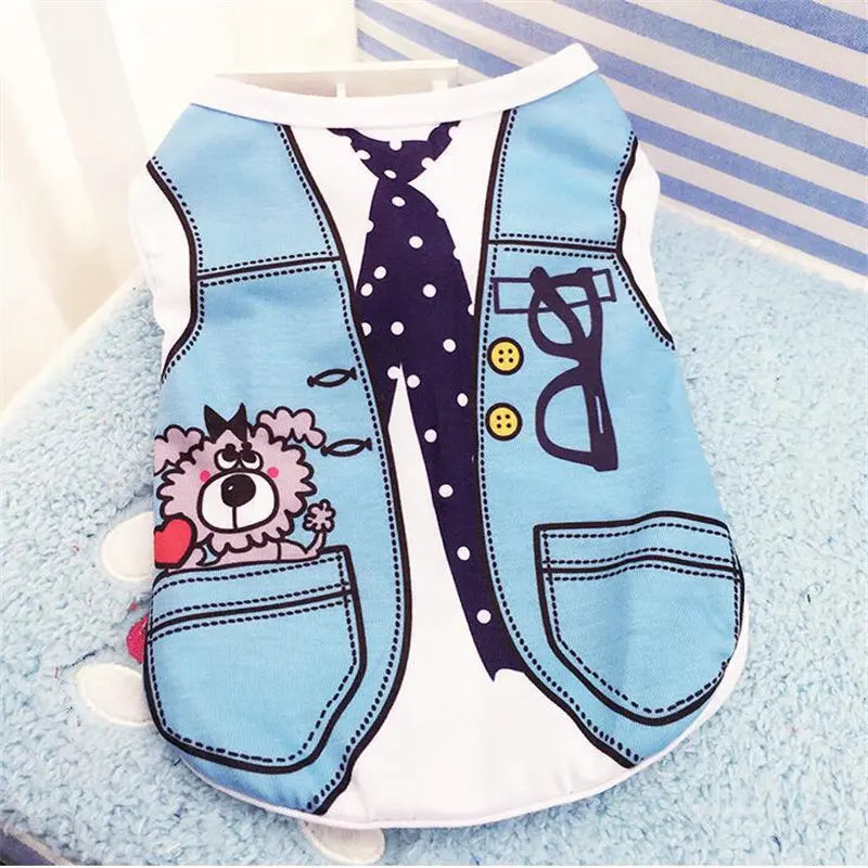 Cartoon Style Soft Dog Vest Shirt For Small Pets Everyday