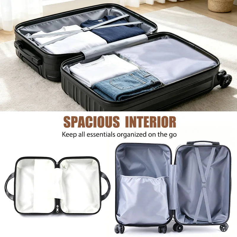 2-Piece Hardside Carry-On Luggage Set With USB Port TSA Lock