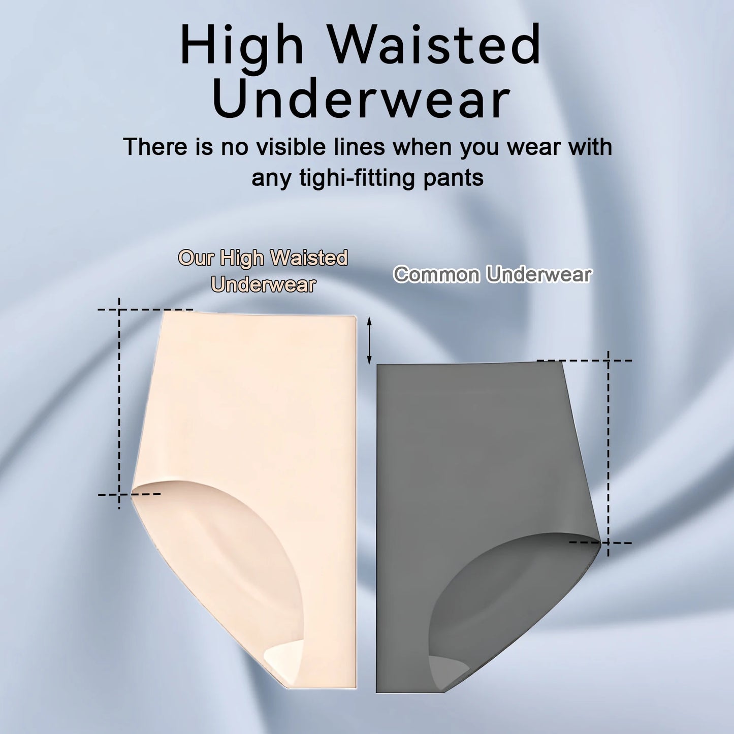 Women High Waist Seamless Panties Breathable Comfort Briefs Set