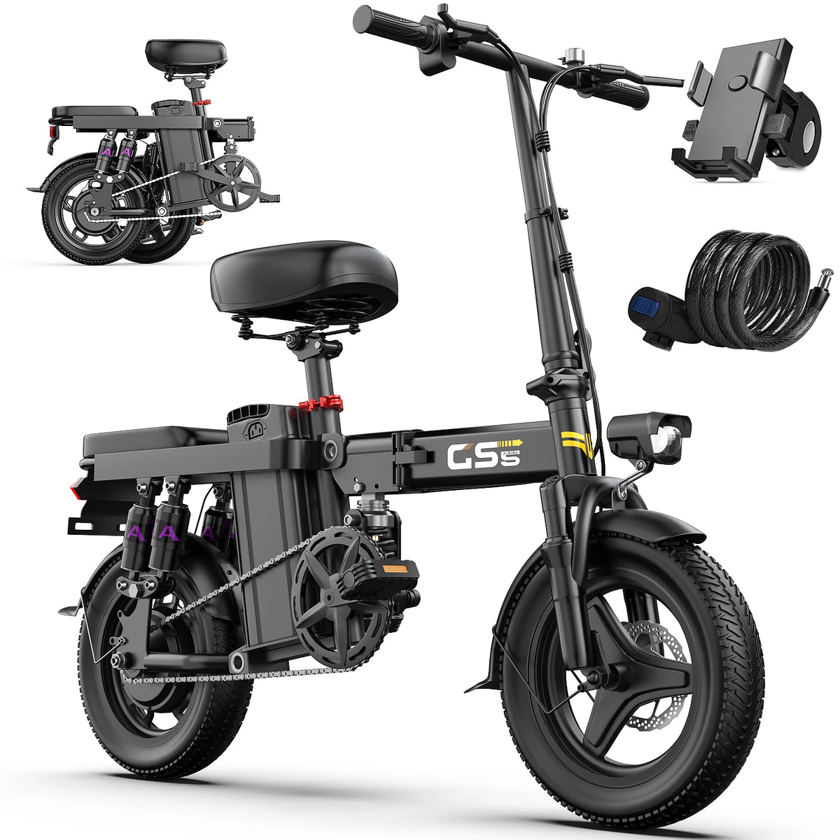 UPlee Folding Electric Bike 740W Brushless Motor Battery
