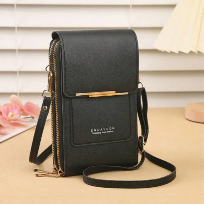 PU Crossbody Bag For Women With Card Slots Zipper Pocket