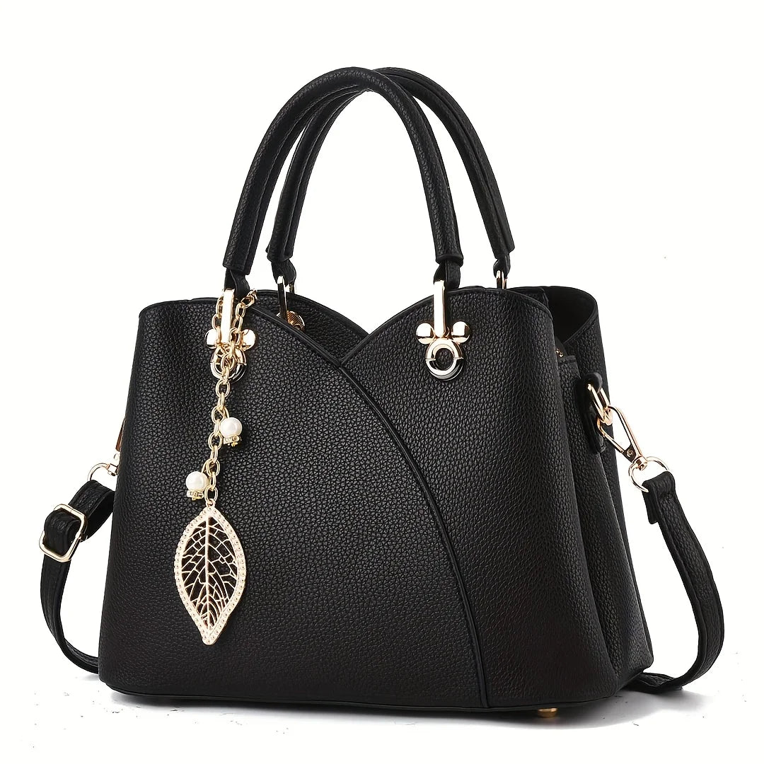 Lychee Pattern PU Leather Handbag For Daily Use And Outings