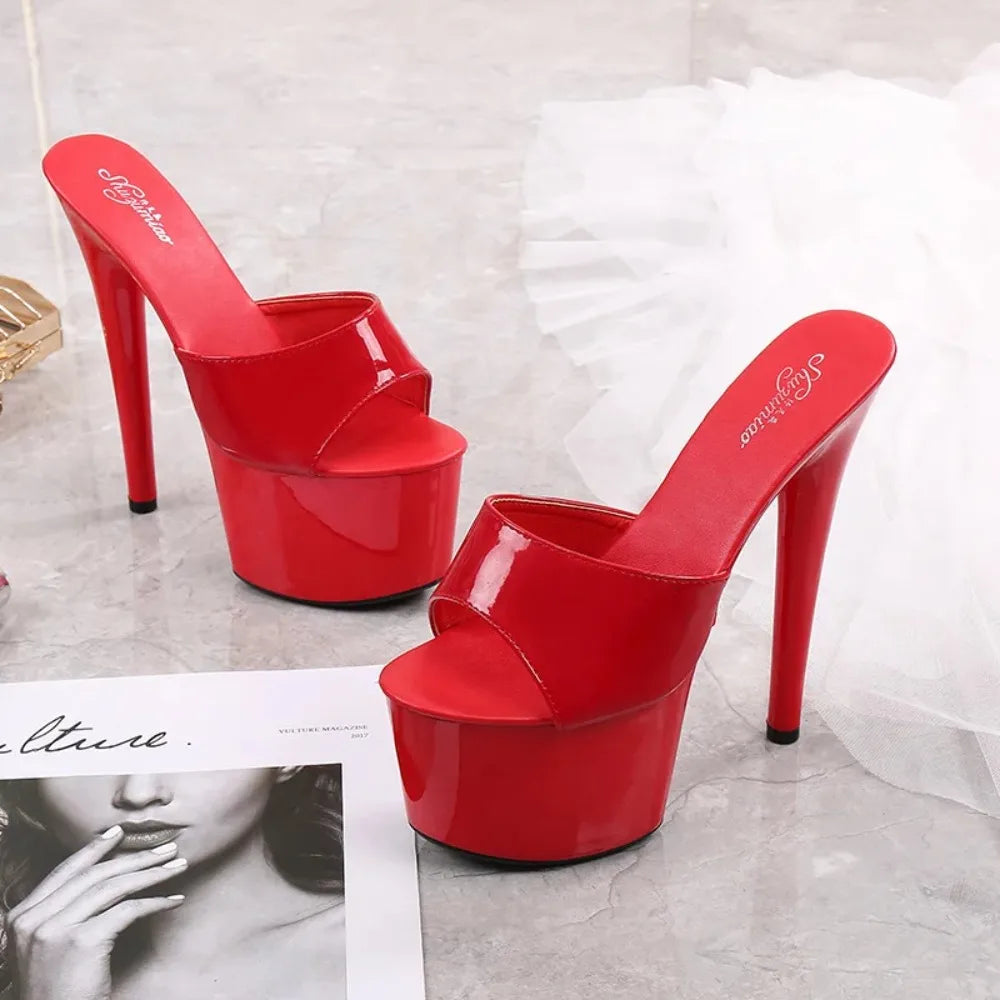 MClubGirl 181 Series Womens Stiletto Platform Crystal Sandals
