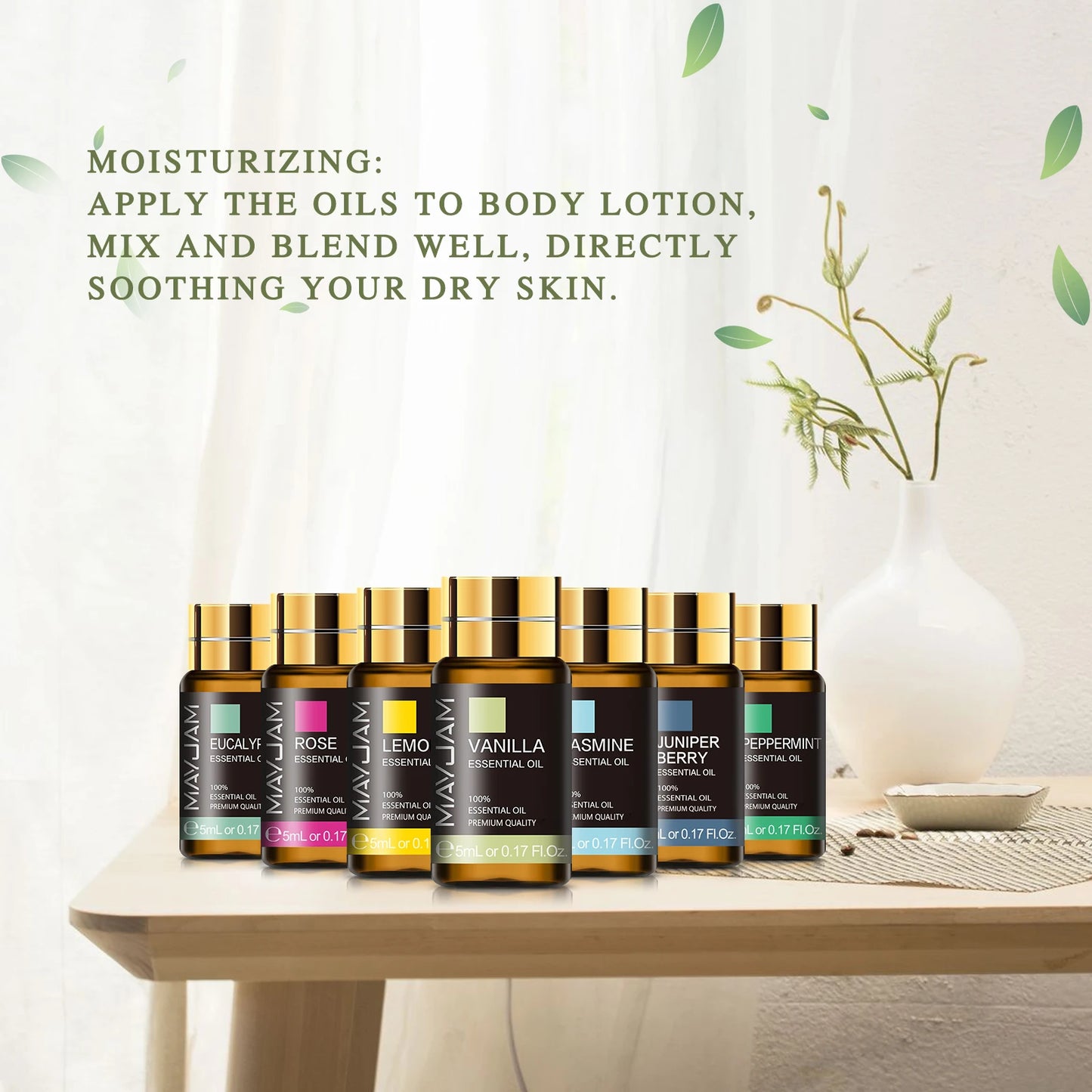 MAYJAM Pure Natural Essential Oils Diffuser Lavender Vanilla Set