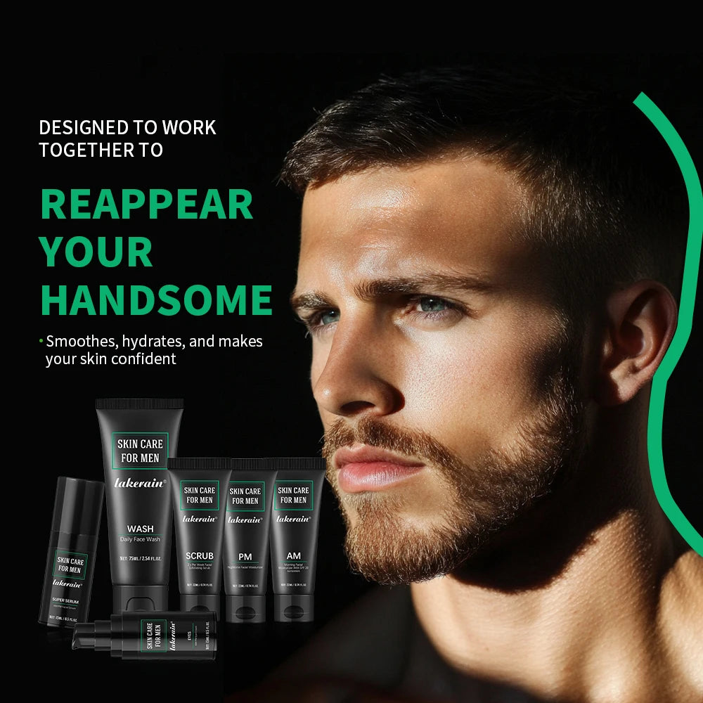 Ibcccndc Men Skincare Kit Deep Cleansing Oil Control Pores Minimizing