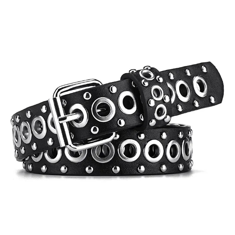 Women Fashionable Rivet Needle Buckle Thin Waist Belt