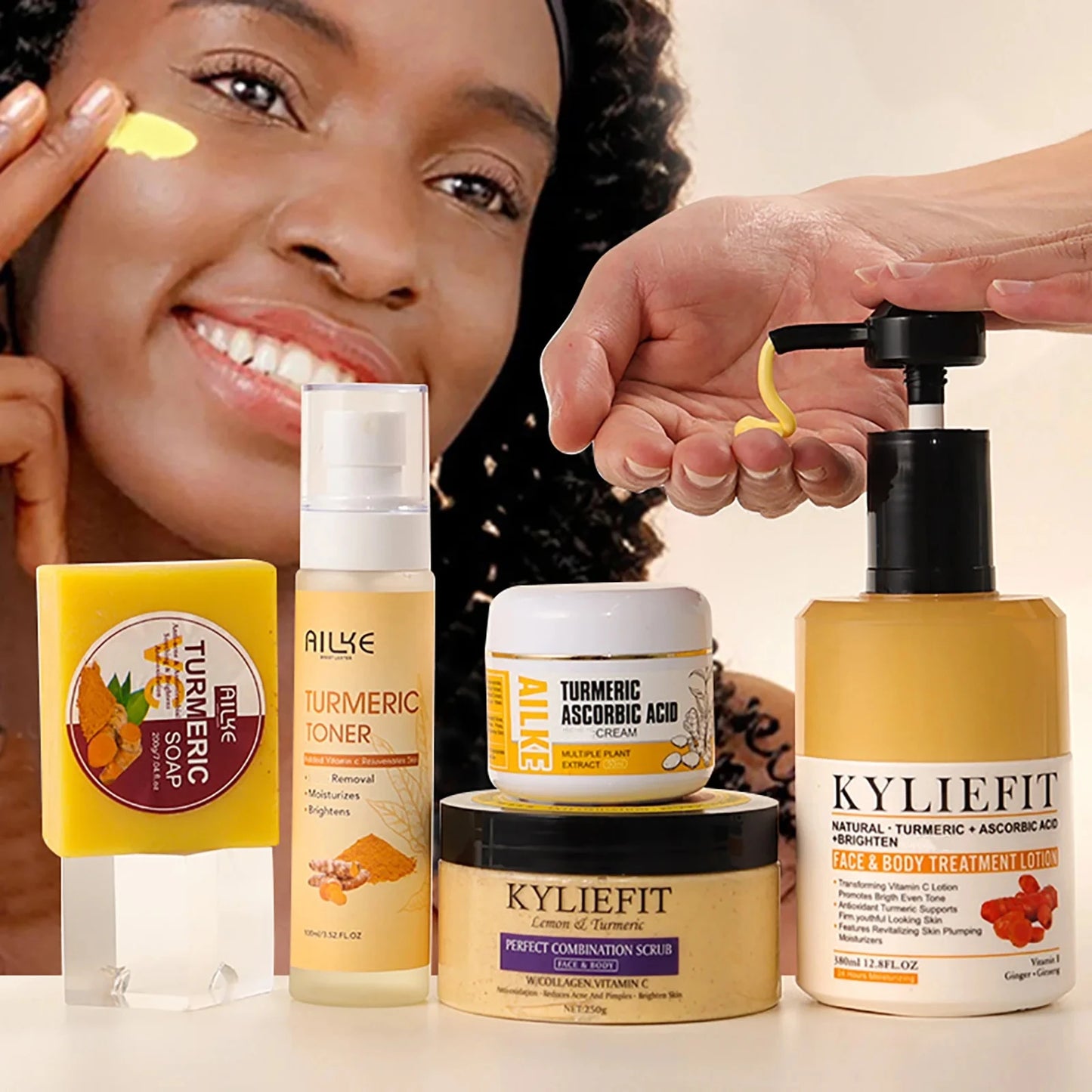 AILKE Organic Turmeric Skin Care Kit Brightening And Hydration