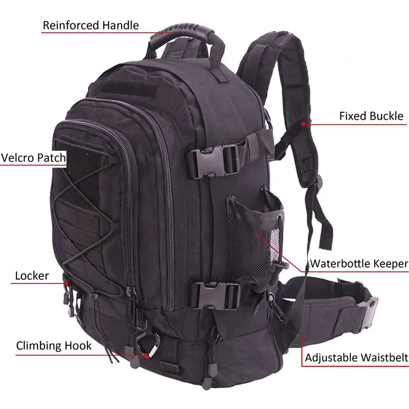LQARMY Military Tactical Backpack Molle Rucksack Outdoor Travel Hiking