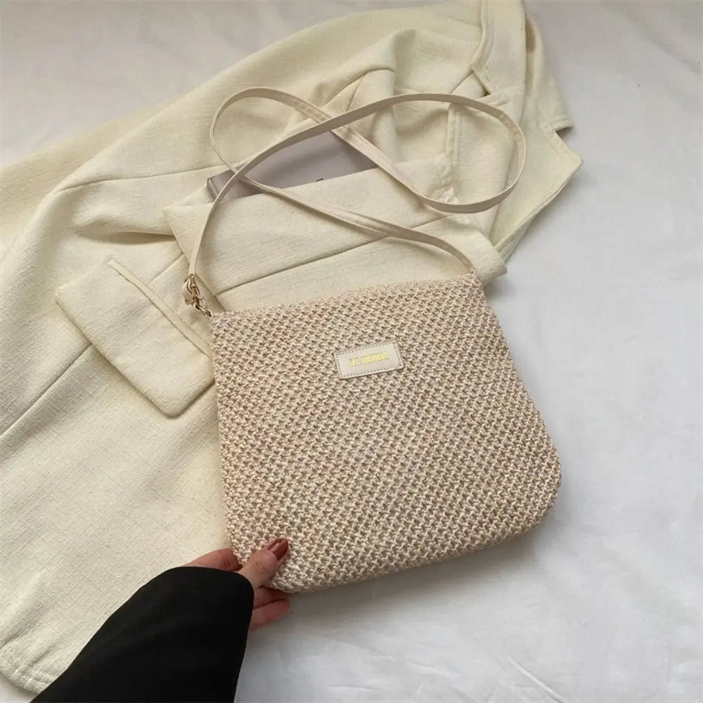 Ladies Straw Crossbody Bag For Women Summer Woven Shoulder Handbag