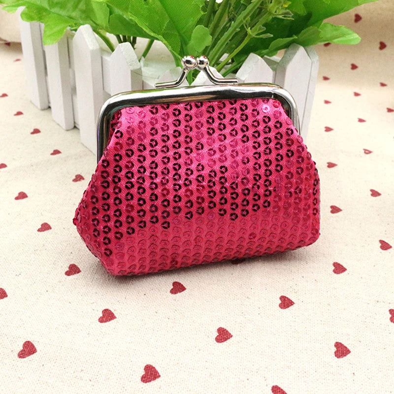 Sequins Coin Purse Kiss Lock Bag For Lipstick And Keys