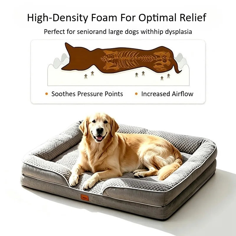 Orthopedic Memory Foam Dog Bed With Washable Waterproof Cover
