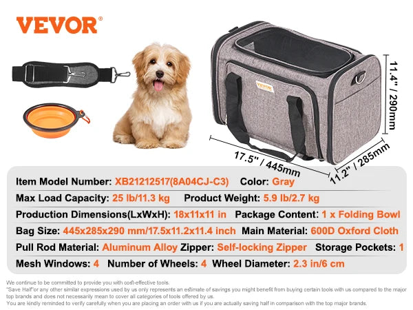Travel Cat And Small Dog Carrier Backpack With Telescopic Handle