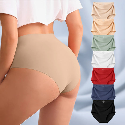 Women High Waist Seamless Panties Breathable Comfort Briefs Set