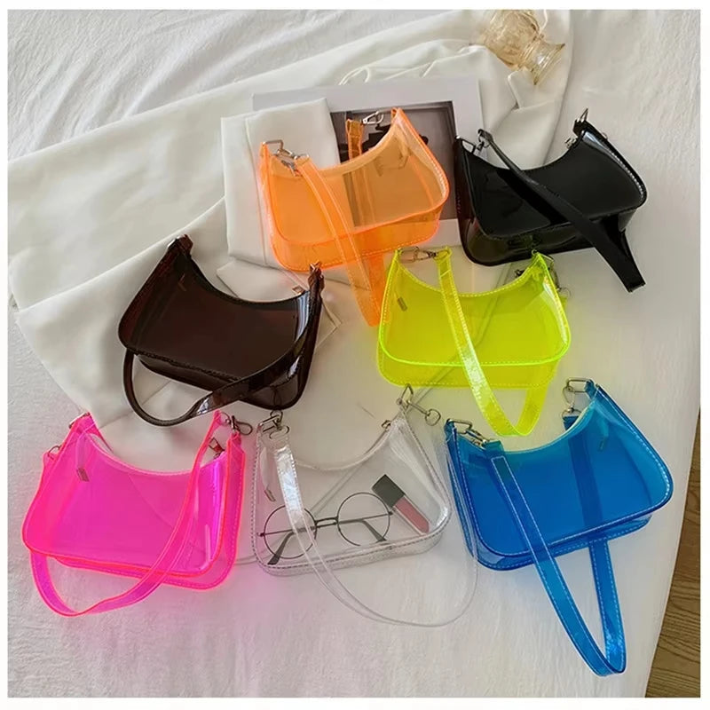 Waterproof Transparent Jelly Bag Women Clear Shoulder Purse