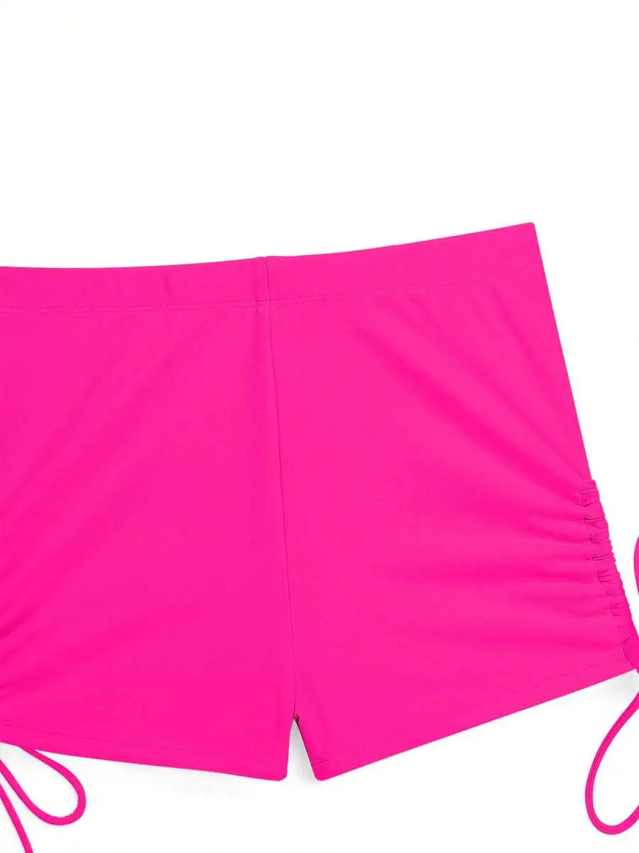 Womens Halter Neck Tankini Set With Drawstring Shorts Modest Swimsuit