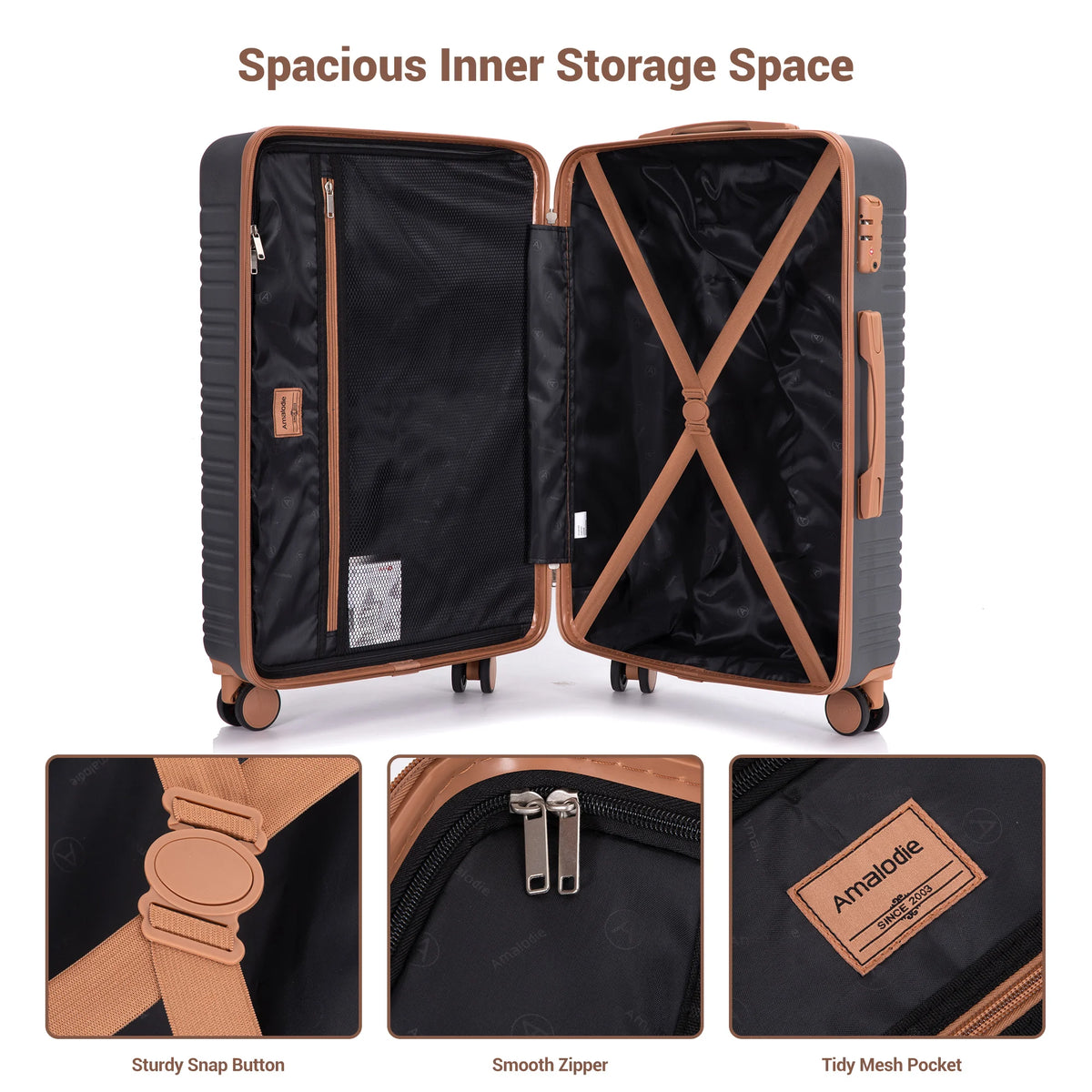 TRIPCOMP Hardcase Luggage Set With Spinner Wheels And TSA Lock