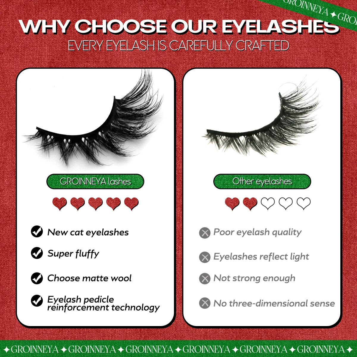 Russian Strip Lashes 3D Mink Natural Dramatic Style Full Set