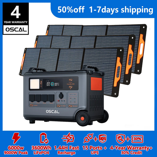 OSCAL PowerMax 6000W Whole Home Solar Generator 3600Wh LiFePO4
