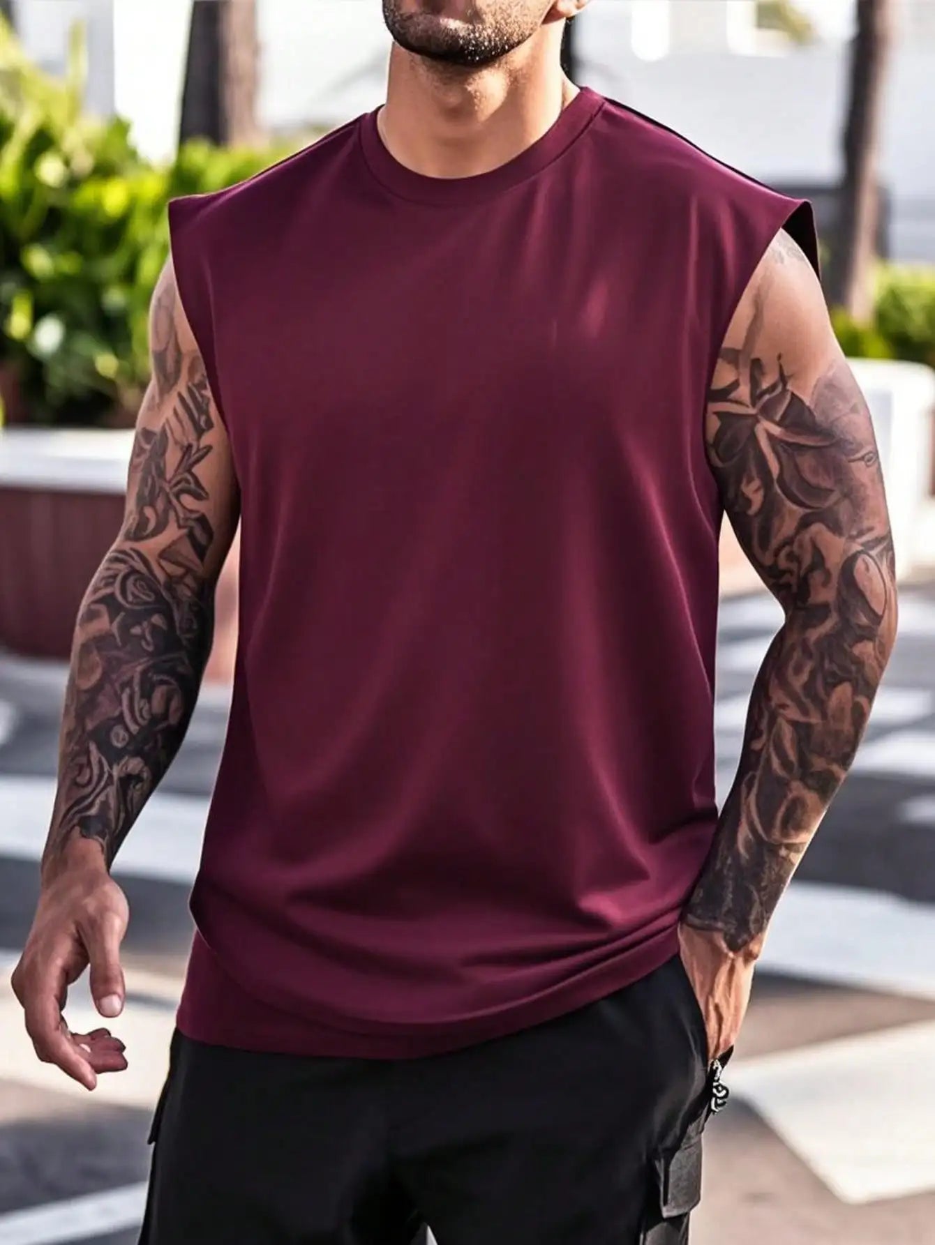 Men's Sleeveless Tank Top O Neck Casual Loose Fit Vest
