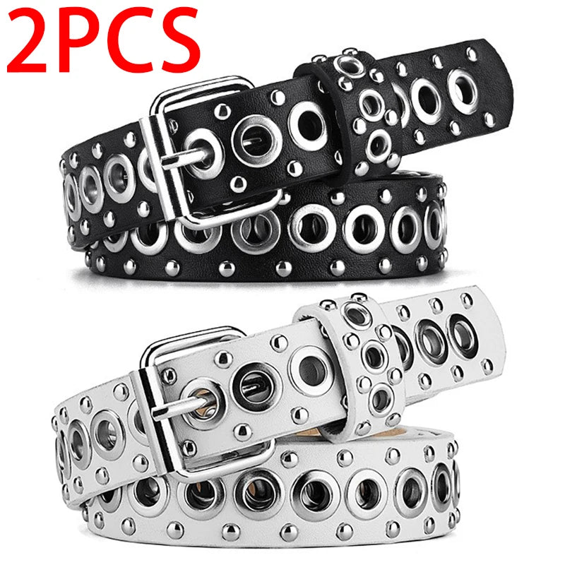 Women Fashionable Rivet Needle Buckle Thin Waist Belt