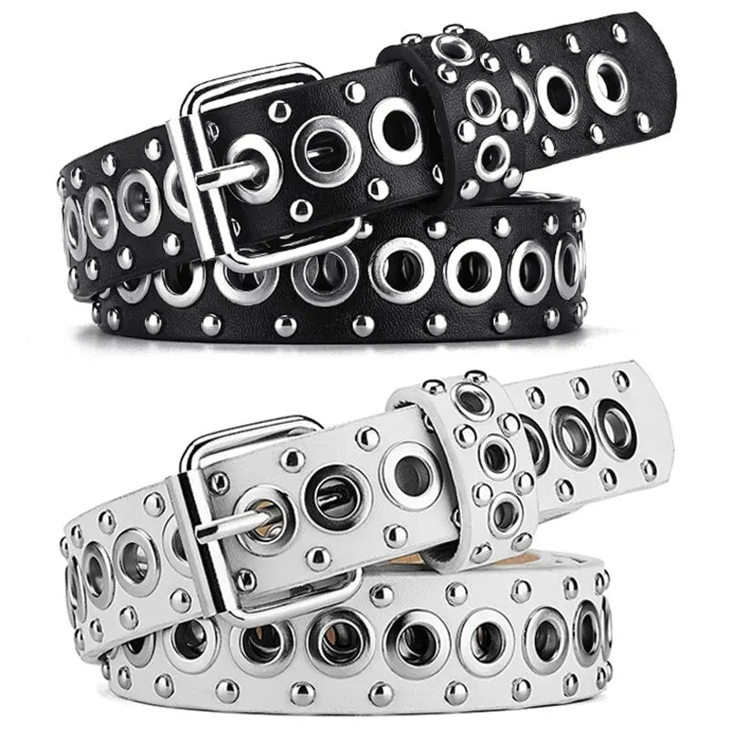 Women Fashionable Rivet Needle Buckle Thin Waist Belt