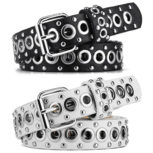Women Fashionable Rivet Needle Buckle Thin Waist Belt