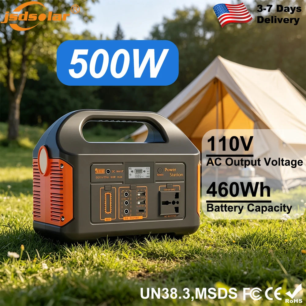 GaiaRay 500W Portable Solar Power Station 460Wh LiFePO4 Battery